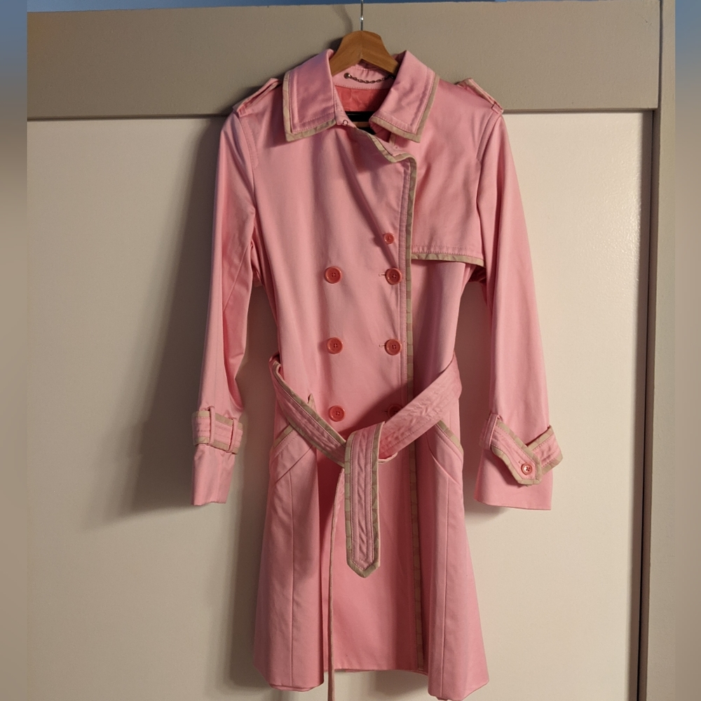 COACH LEATHER WEAR PINK TRENCH COAT SIZE 6
